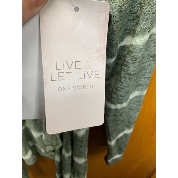 Live & Let Live One World Tie-Dye Open Front Cardigan Small Green/White - Picture 4 of 7